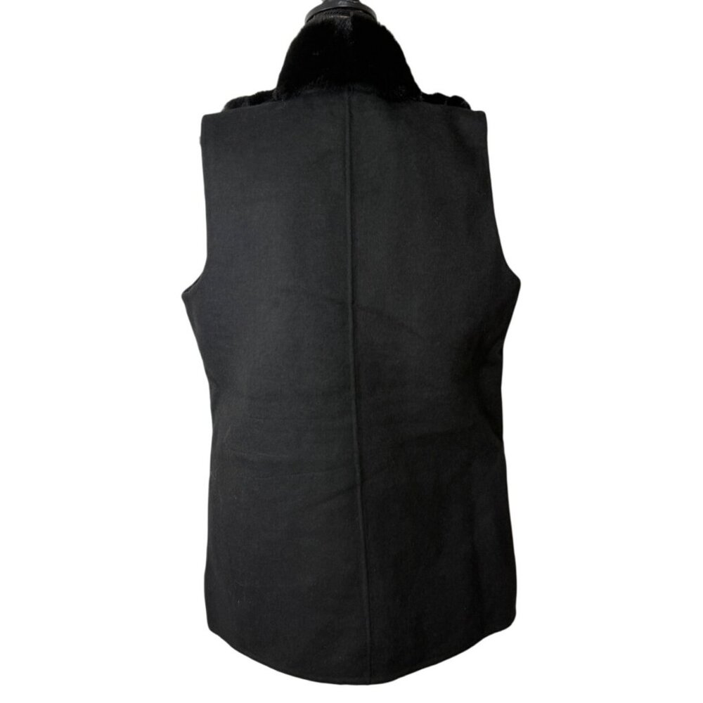 J. McLaughlin Womens Size L Black Faux Fur Vest Sleeveless Open Front Cozy Chic - Picture 3 of 8